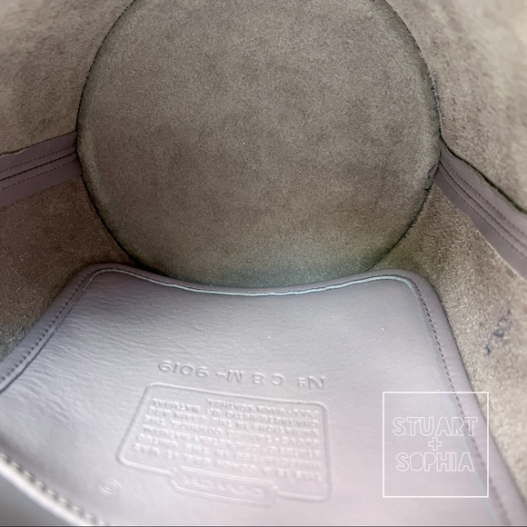 Vintage 90s Y2K Coach Maggie Duffle Bag Small Violet Purple Leather Bucket - Picture 10 of 12